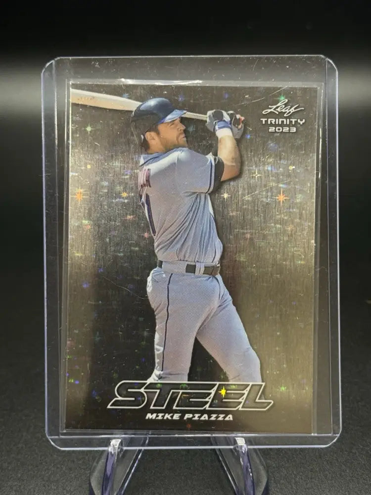 2023 Leaf Trinity Steel Mike Piazza Baseball Card Rare Insert HOF Mets Dodgers