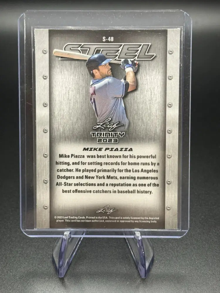 2023 Leaf Trinity Steel Mike Piazza Baseball Card Rare Insert HOF Mets Dodgers