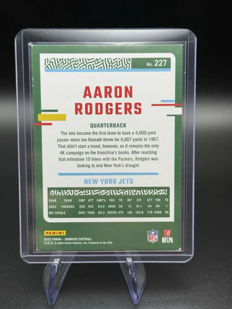 2023 Panini Donruss Aaron Rodgers #227 New York Jets Football Card
