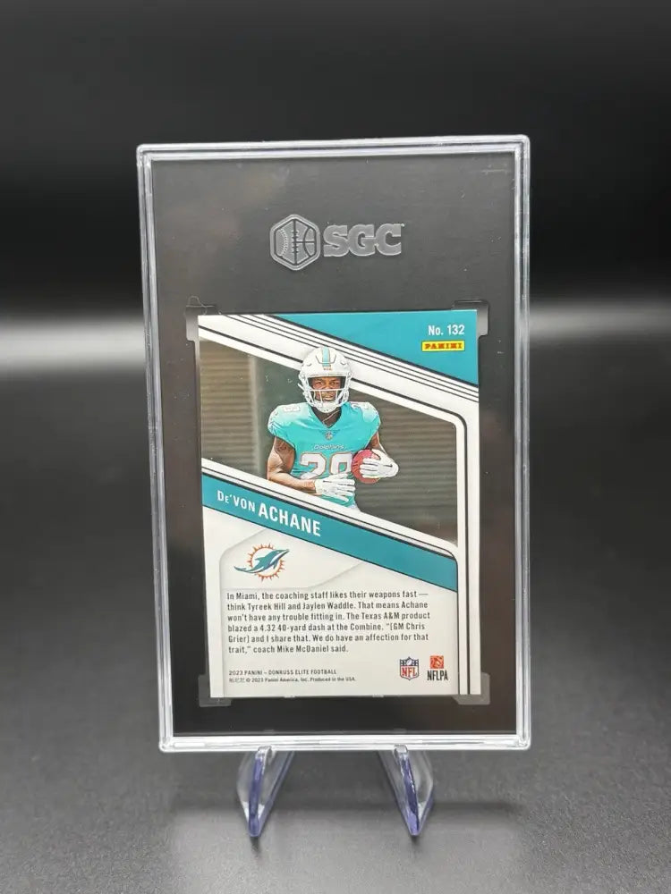 2023 Panini Elite De’Von Achane Purple #132 SGC 9.5 RC 15/49 Dolphins 