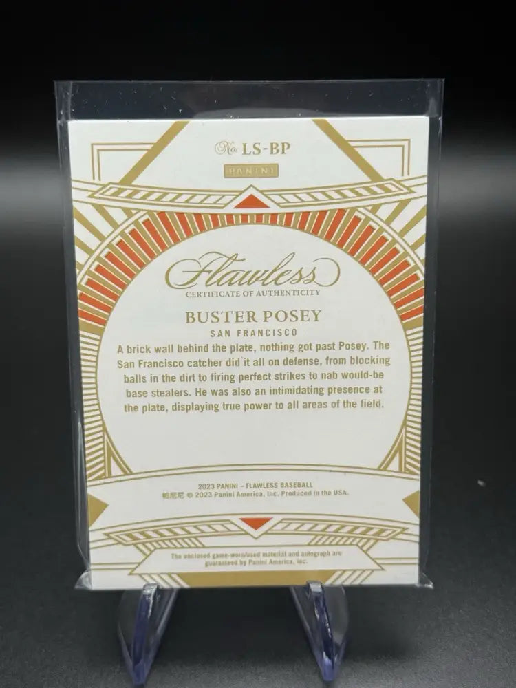 2023 Panini Flawless Buster Posey Patch Auto /20 Giants Limelight Signatures SSP