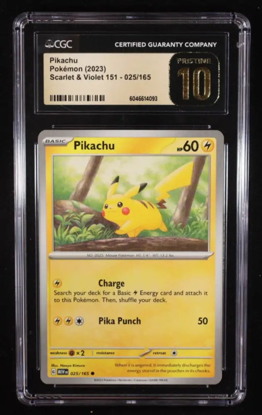 2023 Pokémon SV151 #025 Pikachu CGC 10 Pristine Black Label – Rare Pristine BL