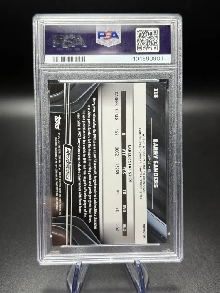 2023 Topps Composite Barry Sanders Black Refractor #118 /25 PSA 9 Mint