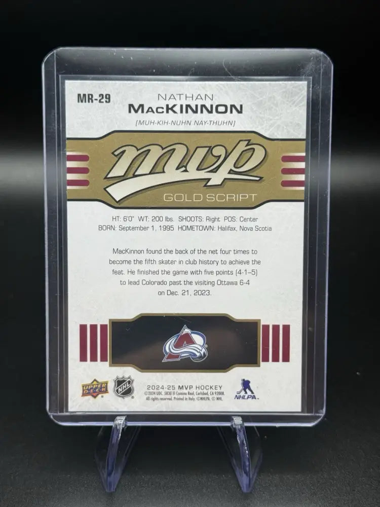 2024-25 Upper Deck MVP - 10th Anniversary Nathan MacKinnon #MR-29 Gold Script