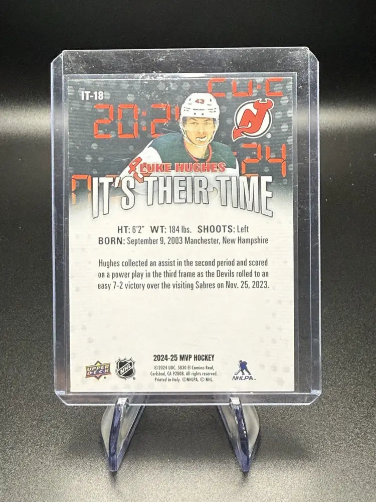 2024-25 Upper Deck MVP - It's Their Time Luke Hughes #IT-18