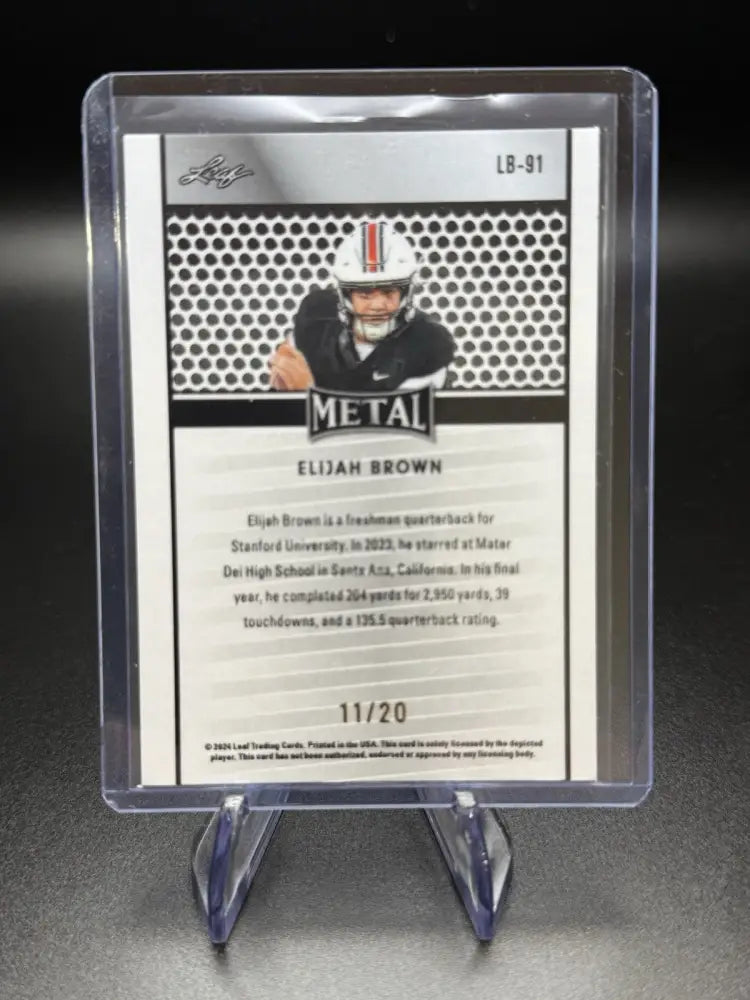 2024 Leaf Metal Elijah Brown Blue Wave Refractor /20 Stanford QB Rookie Card 