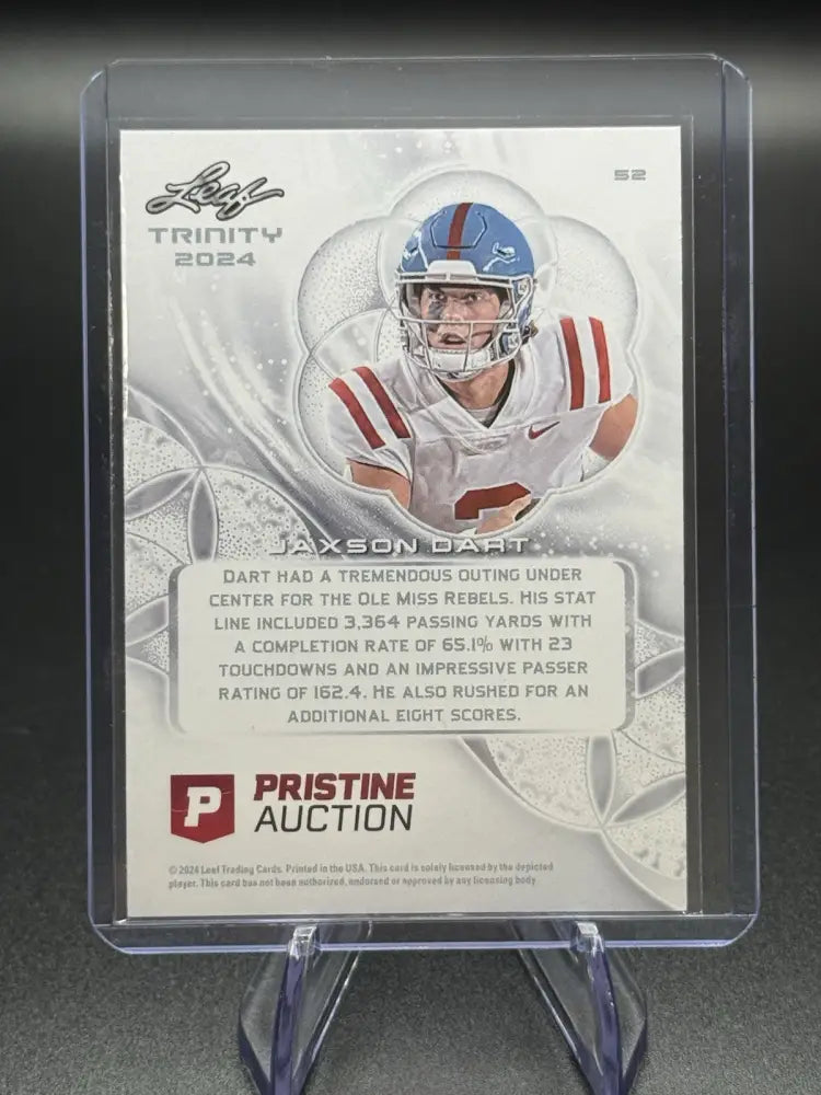 2024 Leaf Trinity Jaxson Dart Pristine Auction RC #52 Ole Miss QB