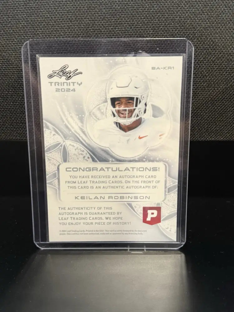 2024 Leaf Trinity Keilan Robinson Auto RC Rookie Football Card Alabama Texas RB