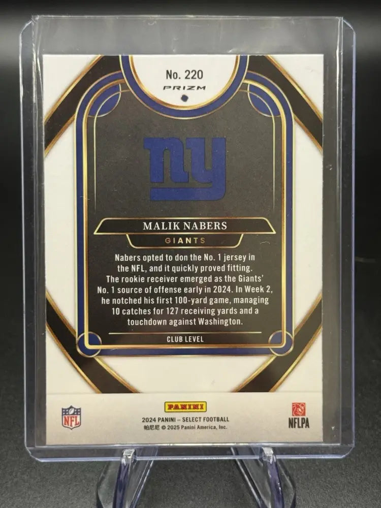 2024 Panini Select Malik Nabers Rookie Club Level Prizm RC New York Giants