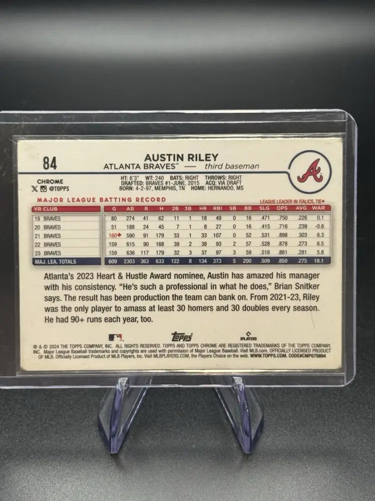 2024 Topps Chrome - Austin Riley #84 Pink Refractor