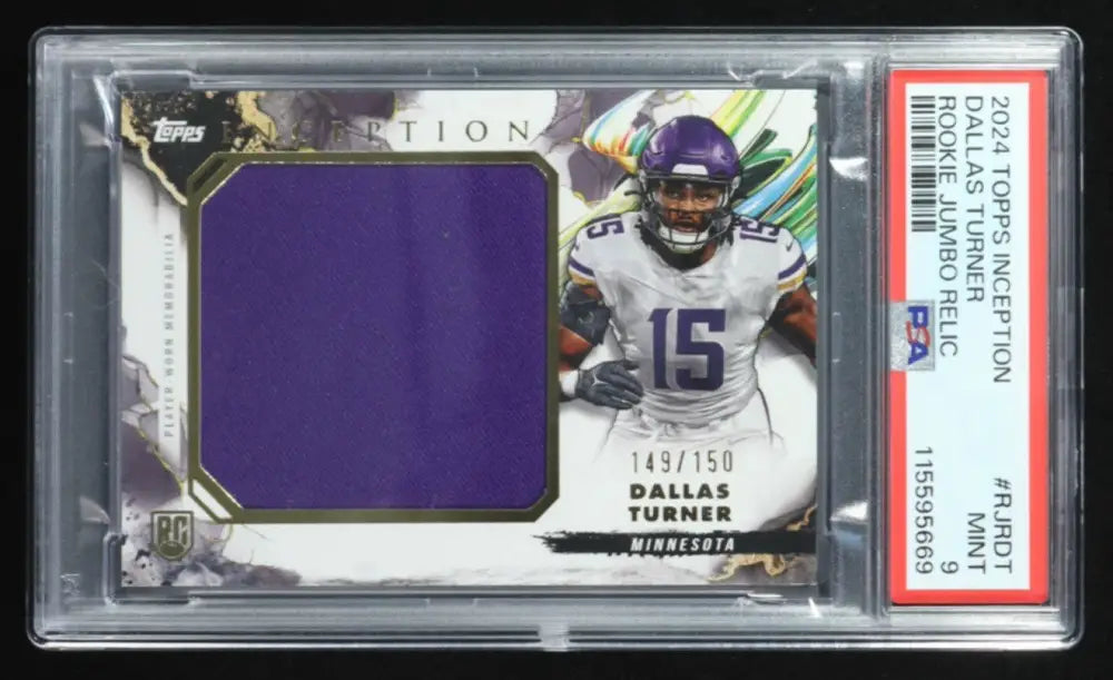 2024 Topps Inception Dallas Turner Rookie Jumbo Relic /150 PSA 9 Mint Vikings