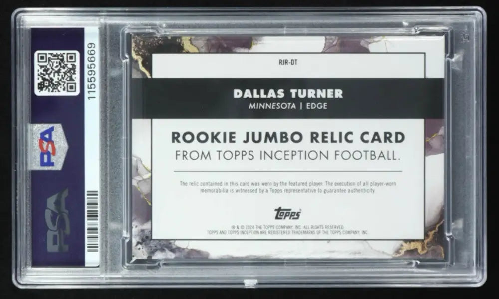 2024 Topps Inception Dallas Turner Rookie Jumbo Relic /150 PSA 9 Mint Vikings