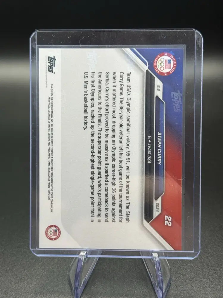 2024 Topps NOW Olympics Card #22 Team USA  - Steph Curry - 36 POINTS