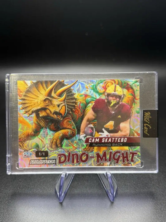 2024 Wild Card Alumination Dino-Might Cam Skattebo 1/1 Rookie RC Triceratops