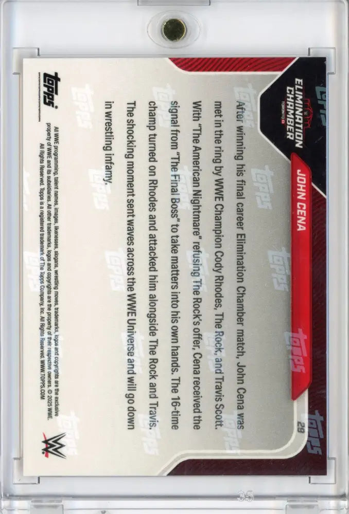 2025 Topps Now WWE John Cena #29 Red /5 – “Vicious Turn Stuns the World” - WWE