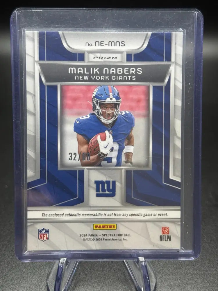 24 Spectra Malik Nabers Rookie Patch Card 32/60 Next Era Prizm Giants RC Jersey