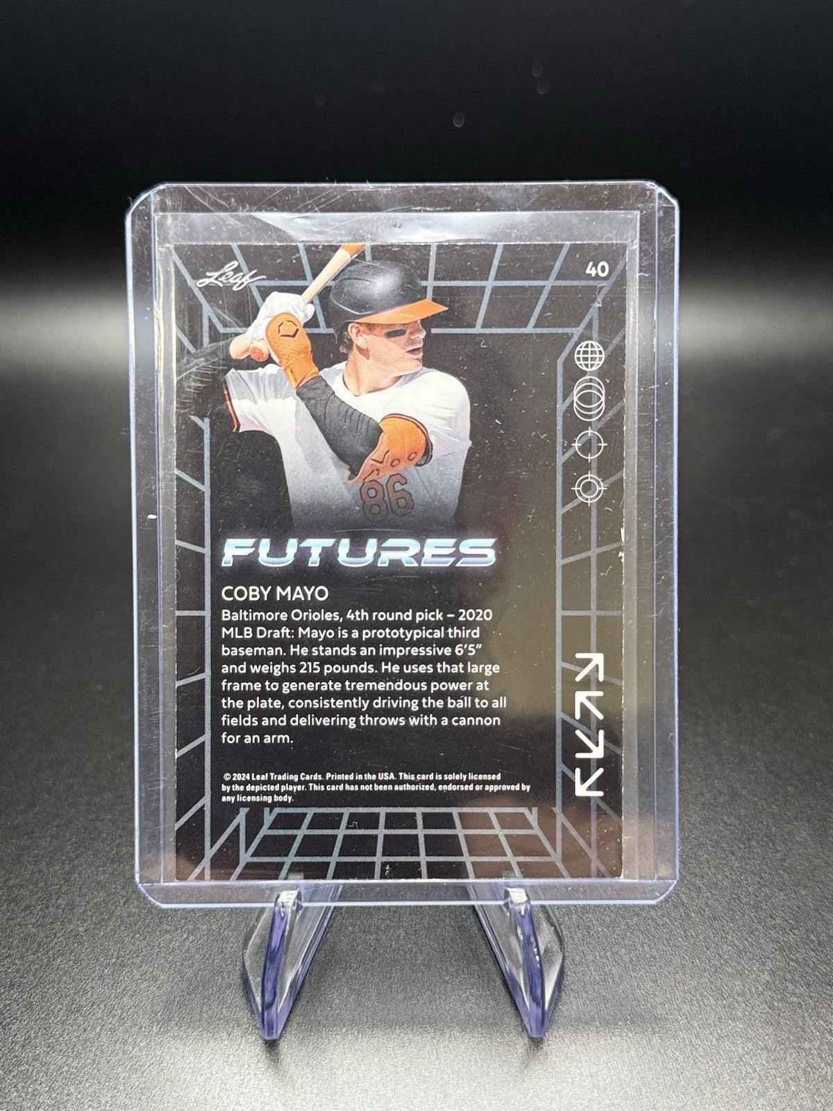 2024 Leaf Futures Coby Mayo Black /49 Baltimore Orioles Prospect Rare SP