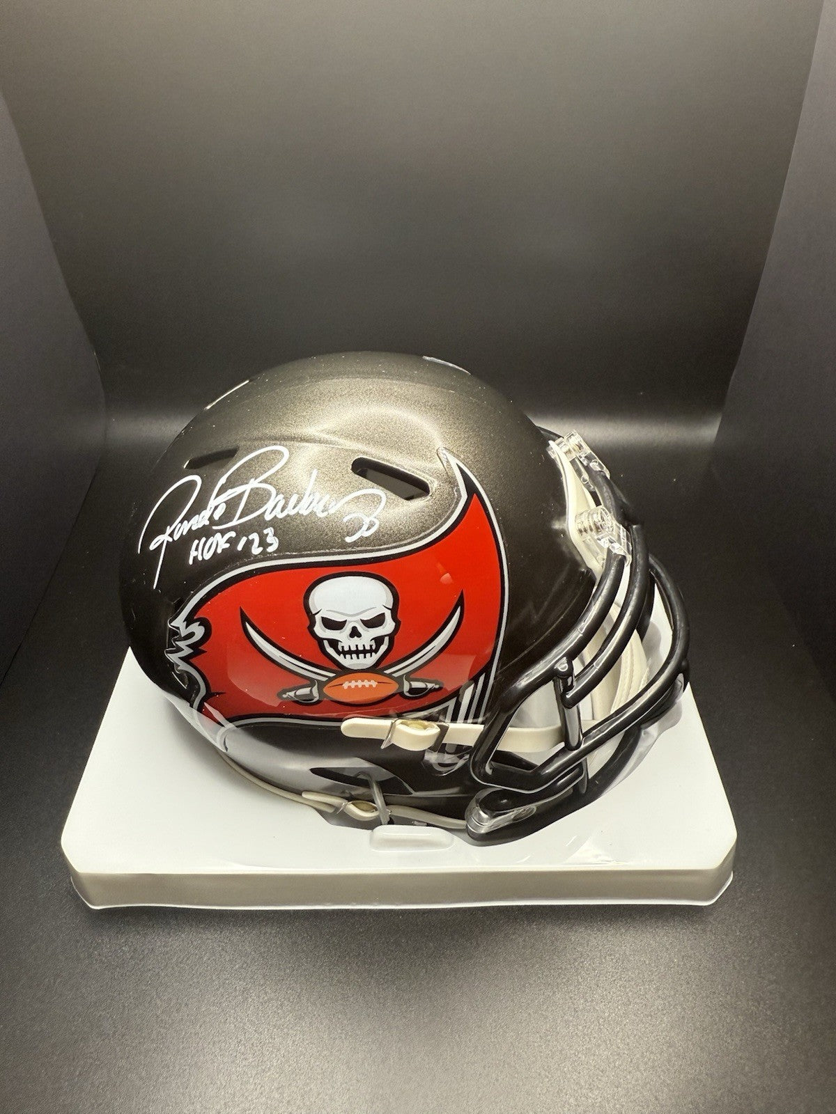 Ronde Barber Signed Buccaneers Mini Helmet “HOF 2023” BAS Witnessed
