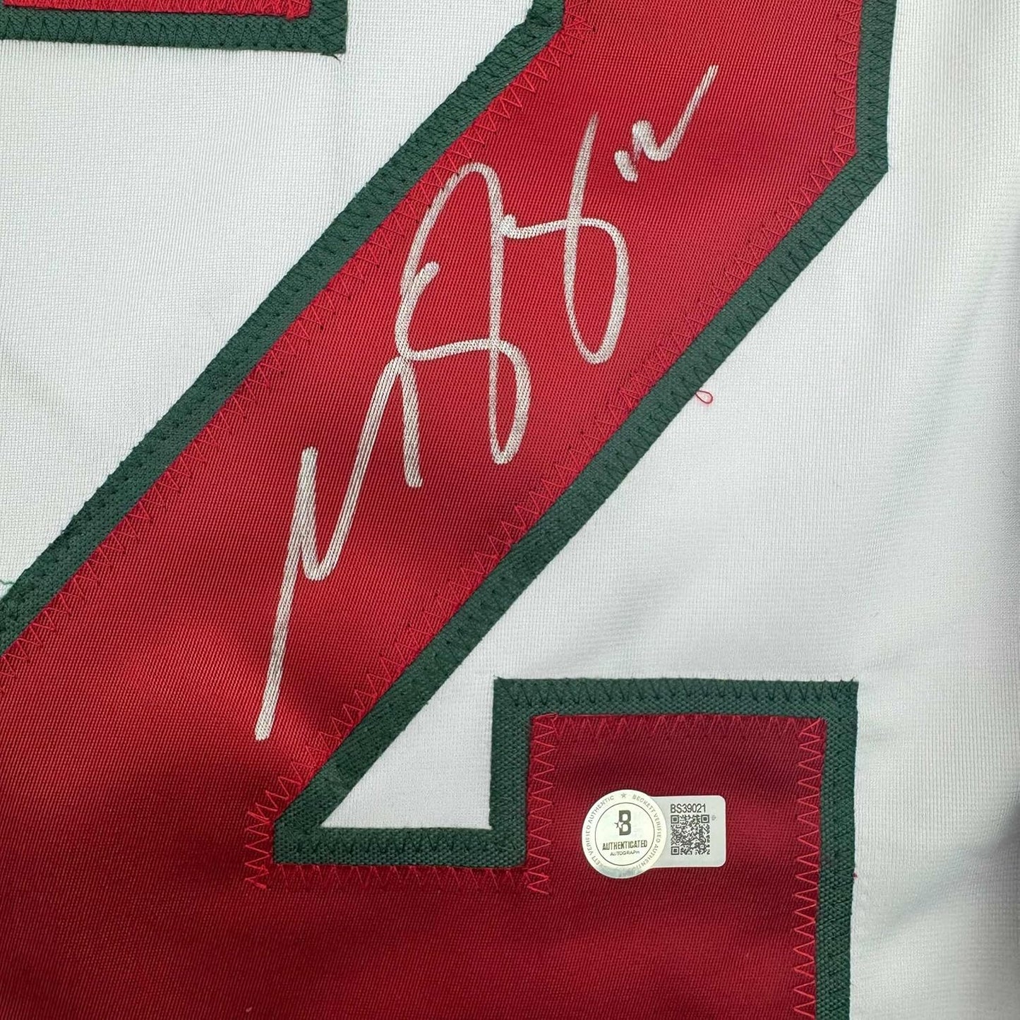 Framed Autographed/Signed Matt Boldy 35x39 Minnesota White Hockey Jersey Beckett BAS COA