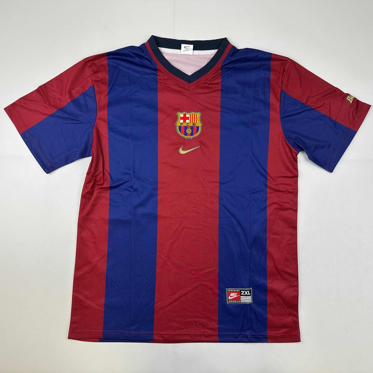 Autographed/Signed Patrick Kluivert FC Barcelona Blue Soccer Jersey Beckett BAS COA
