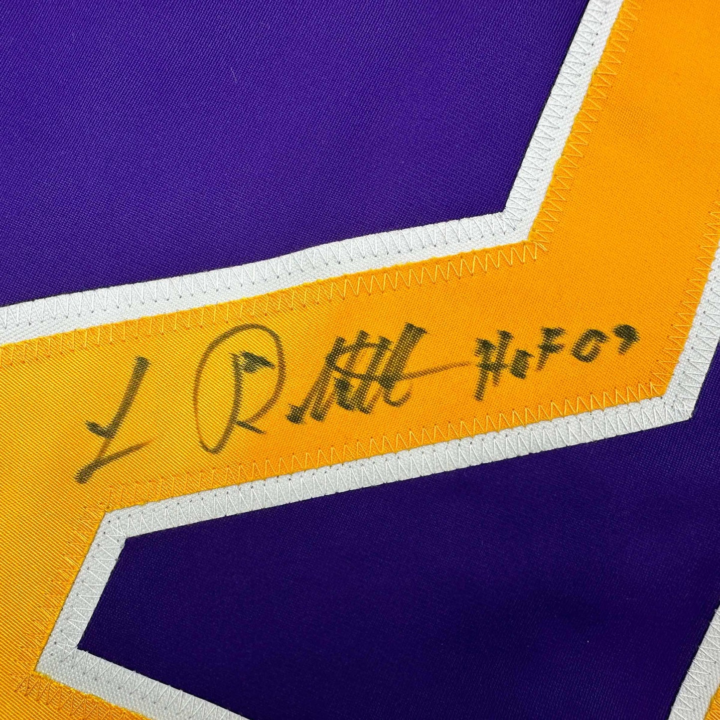 Framed Autographed/Signed Luc Robitaille HOF 09 35x39 Los Angeles LA Purple Hockey Jersey JSA COA
