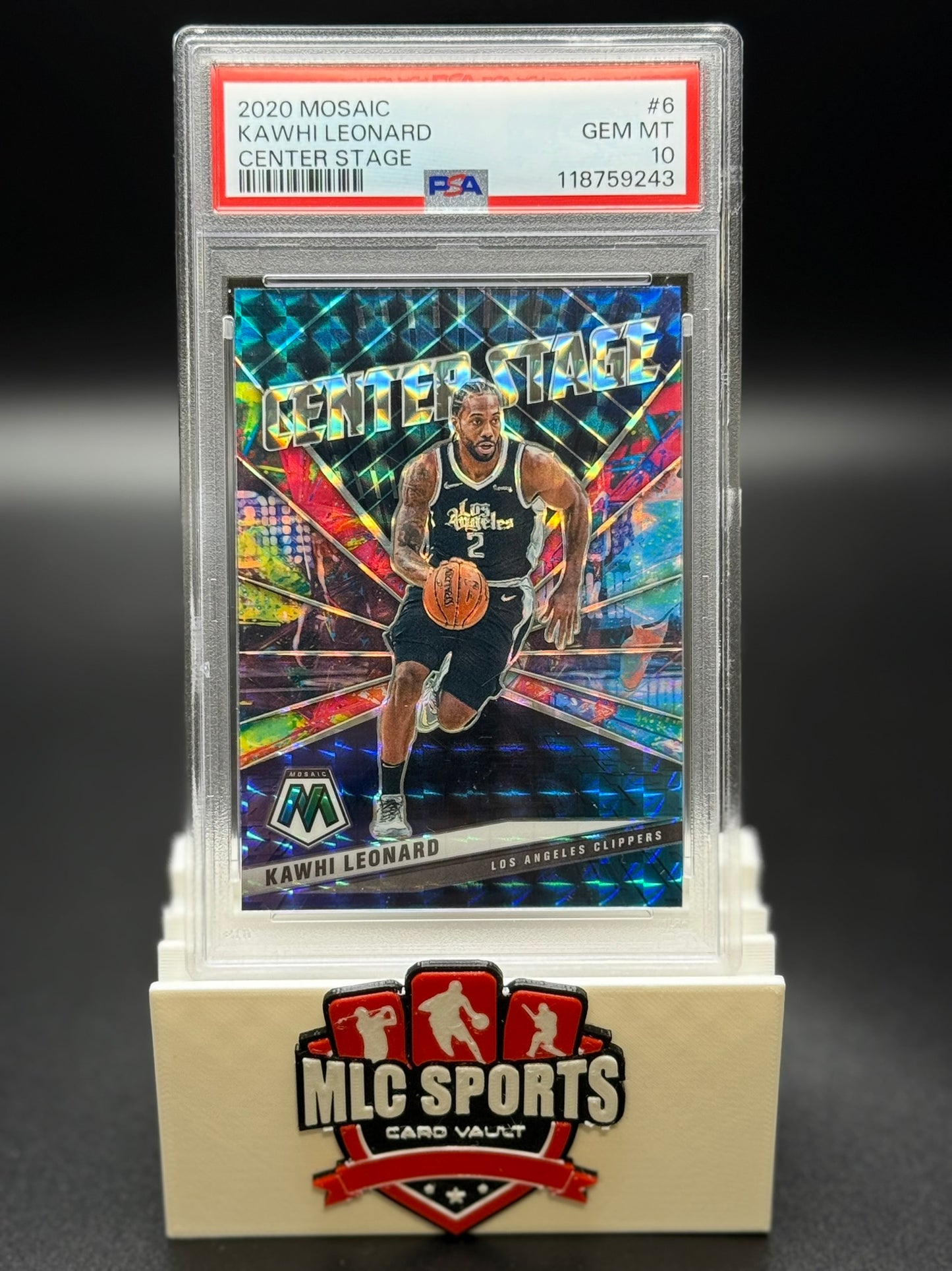 2020 Panini Mosaic Center Stage #6 Kawhi Leonard – Los Angeles Clippers Insert