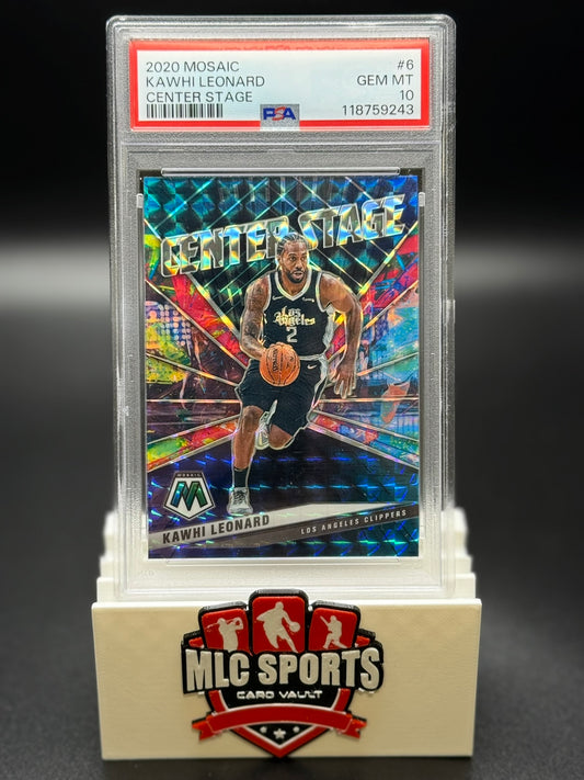 2020 Panini Mosaic Center Stage #6 Kawhi Leonard – Los Angeles Clippers Insert