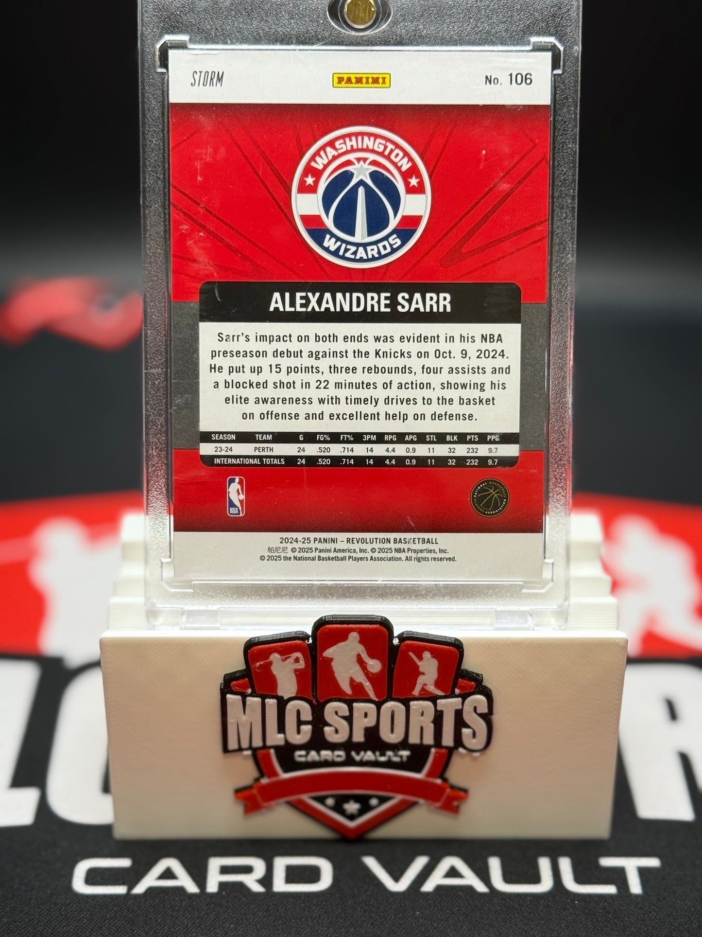 Alexandre Sarr 2024-25 Panini Revolution Storm RC #106 Wizards