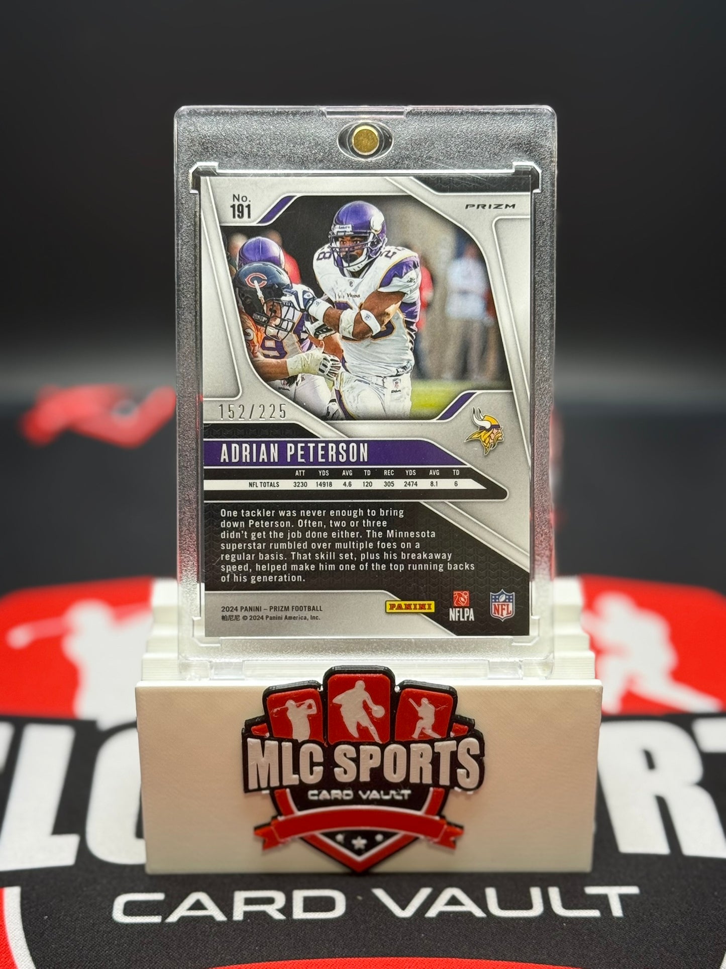 Adrian Peterson /225 Purple Cracked Ice Prizm Vikings