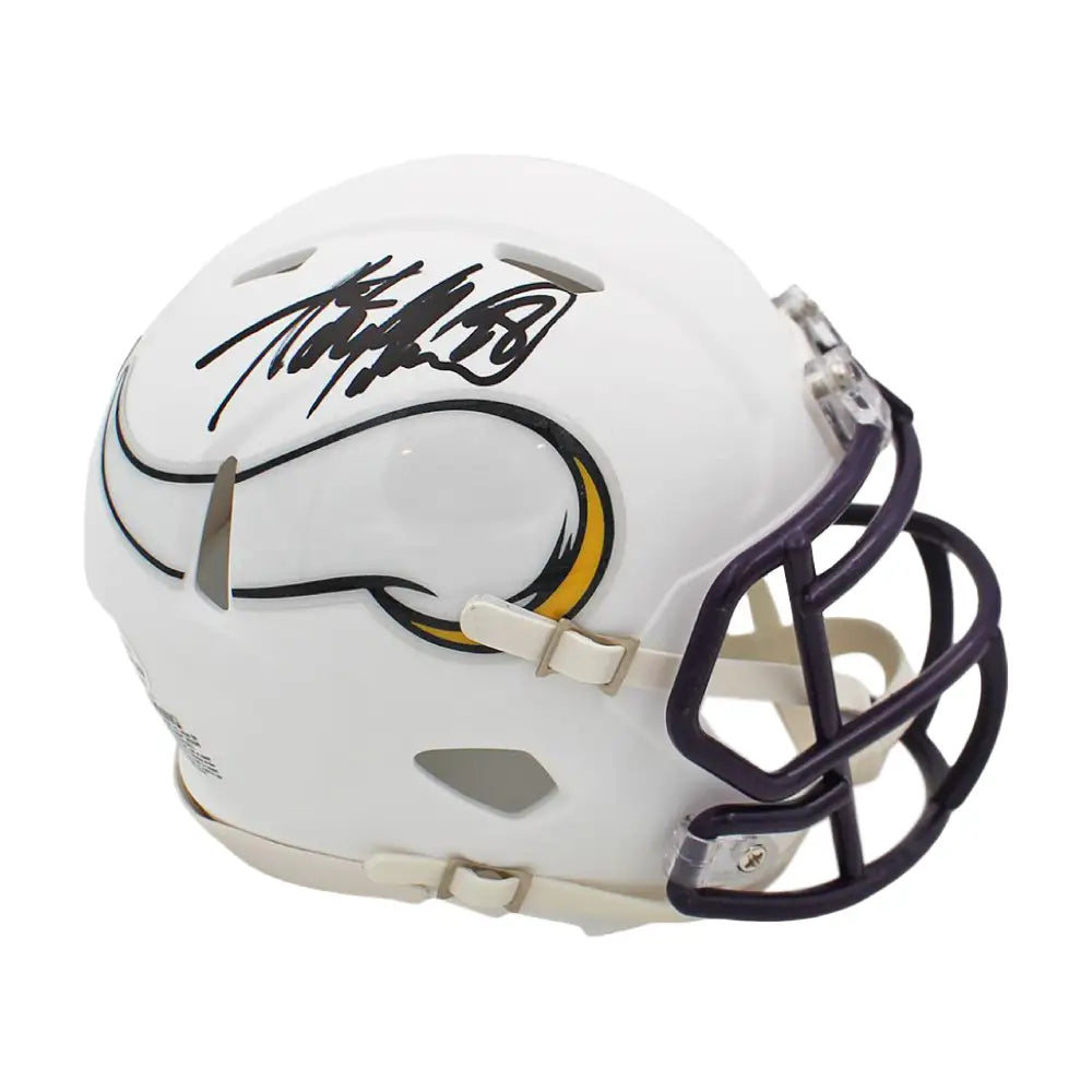 Adrian Peterson Autographed Vikings Flat White Mini Helmet - Beckett Auth - Football Memorabilia