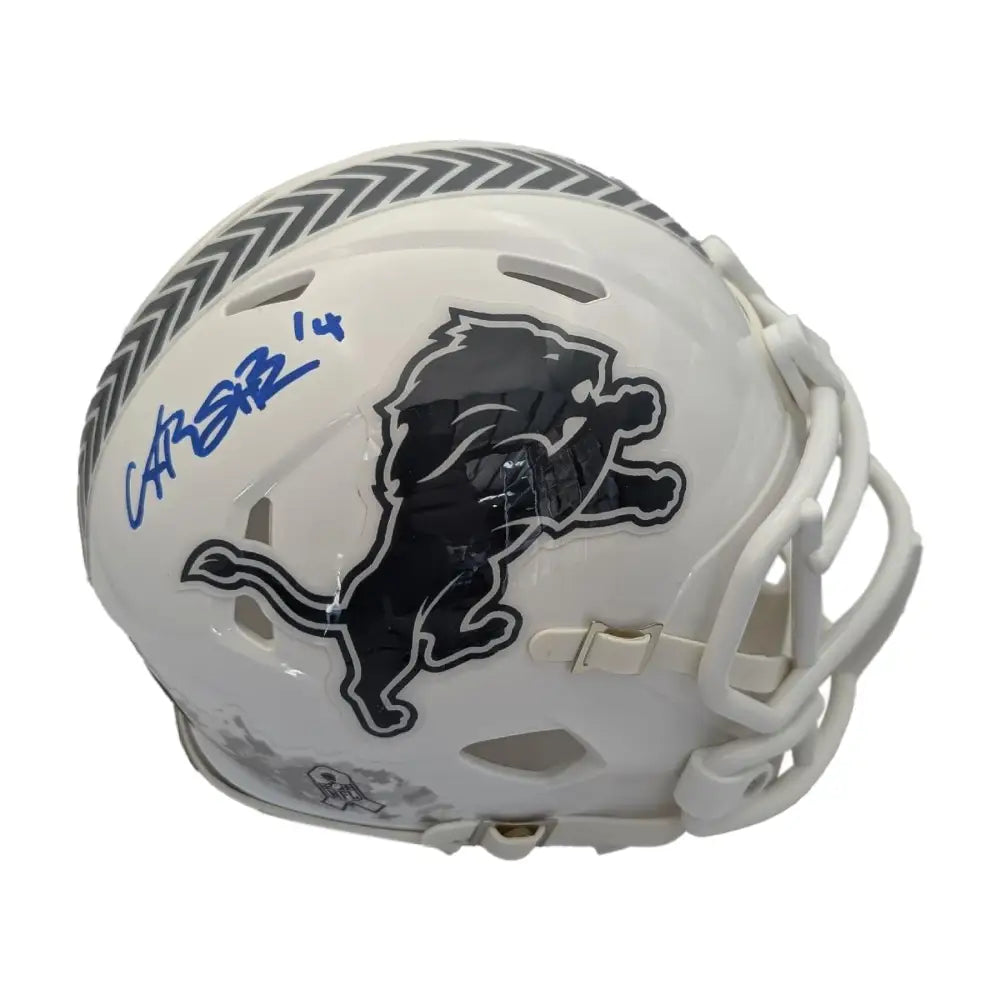 Amon-Ra St. Brown Autographed 2024 Salute To Service Riddell Mini Helmet - Football Memorabilia