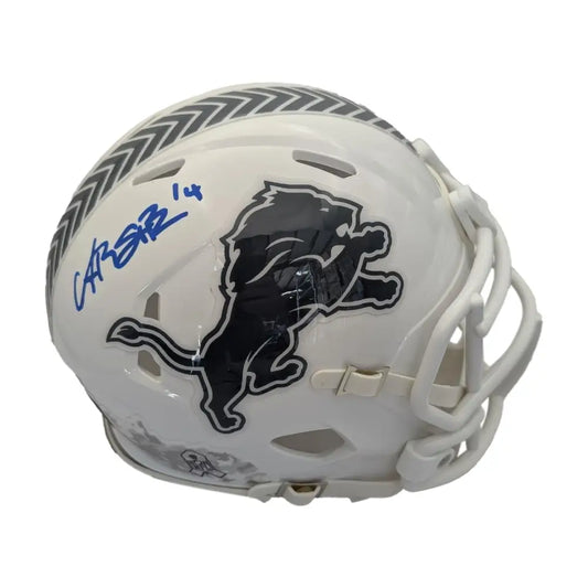 Amon-Ra St. Brown Autographed 2024 Salute To Service Riddell Mini Helmet - Football Memorabilia