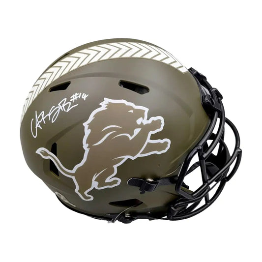 Amon-Ra St. Brown Autographed Full Size Salute To Service Authentic Helmet - Football Memorabilia