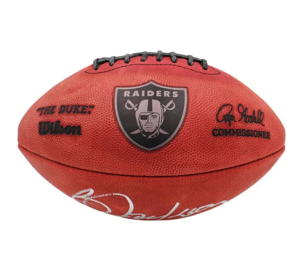 Bo Jackson Autographed Wilson Duke Metallic Official Heisman 85 Inscription - Football Memorabilia