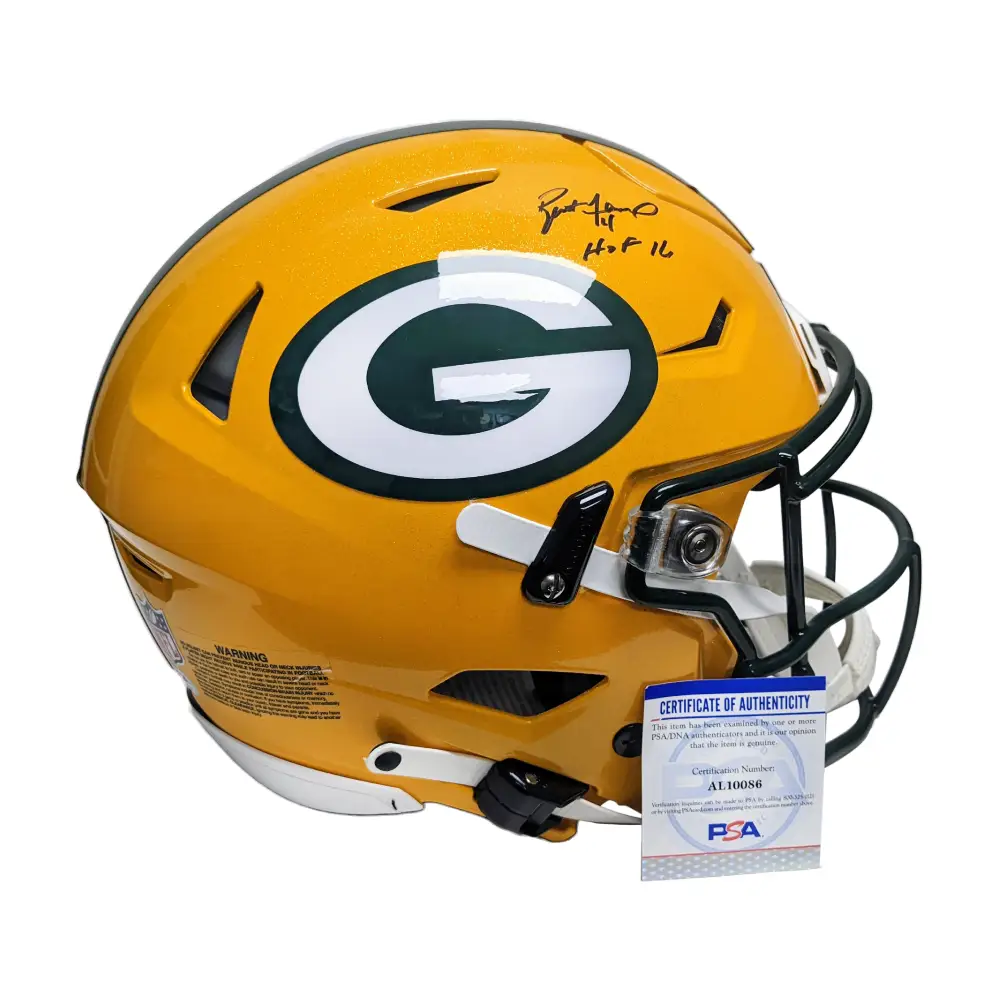 Brett Favre Autographed Green Bay Packers Riddell Flex Full Size Authentic Football Helmet - HOF 16 PSA - Football