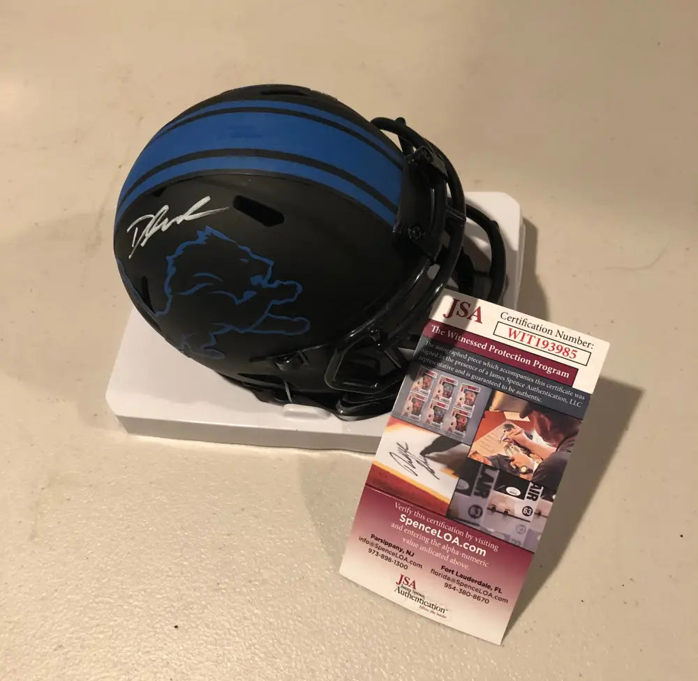 D’Andre Swift Signed Eclipse Alternate Speed NFL Mini Helmet w/JSA COA - Helmets