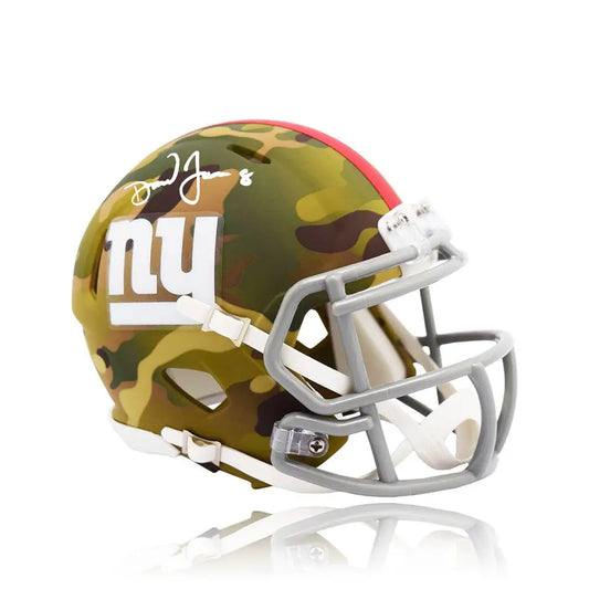 Daniel Jones New York Giants Autographed Football Camo Speed Mini-Helmet - Football Memorabilia