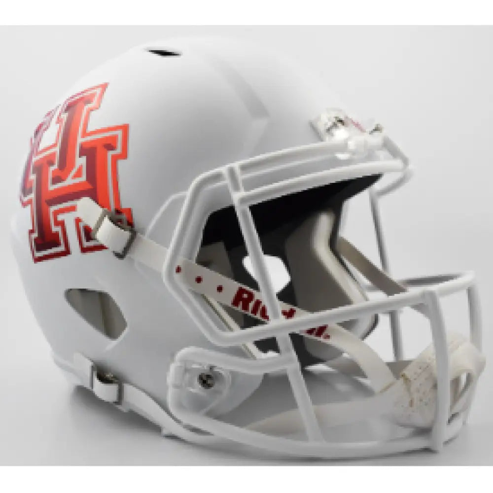 Houston Cougars Full Size Speed Replica Football Helmet Matte White w/Chrome Decal - NCAA - Helmets
