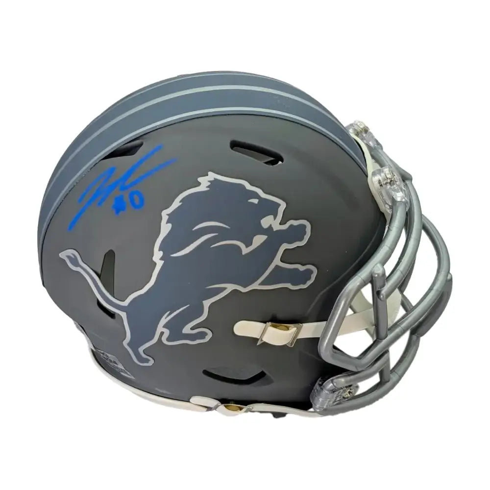 Jahmyr Gibbs Autographed Detroit Lions Slate Riddell Mini Helmet - Football Memorabilia