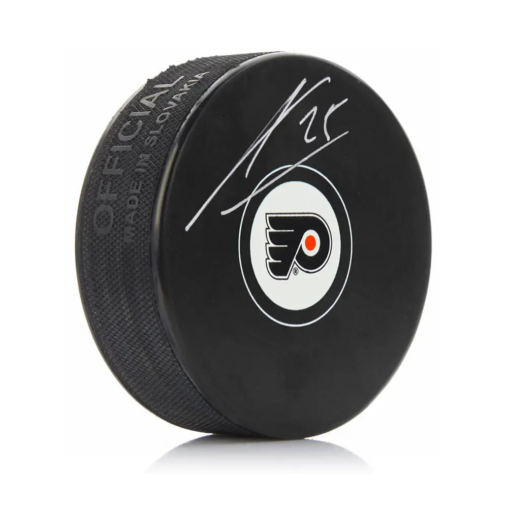James Van Riemsdyk Autographed Philadelphia Flyers Hockey Logo Puck - Hockey Memorabilia
