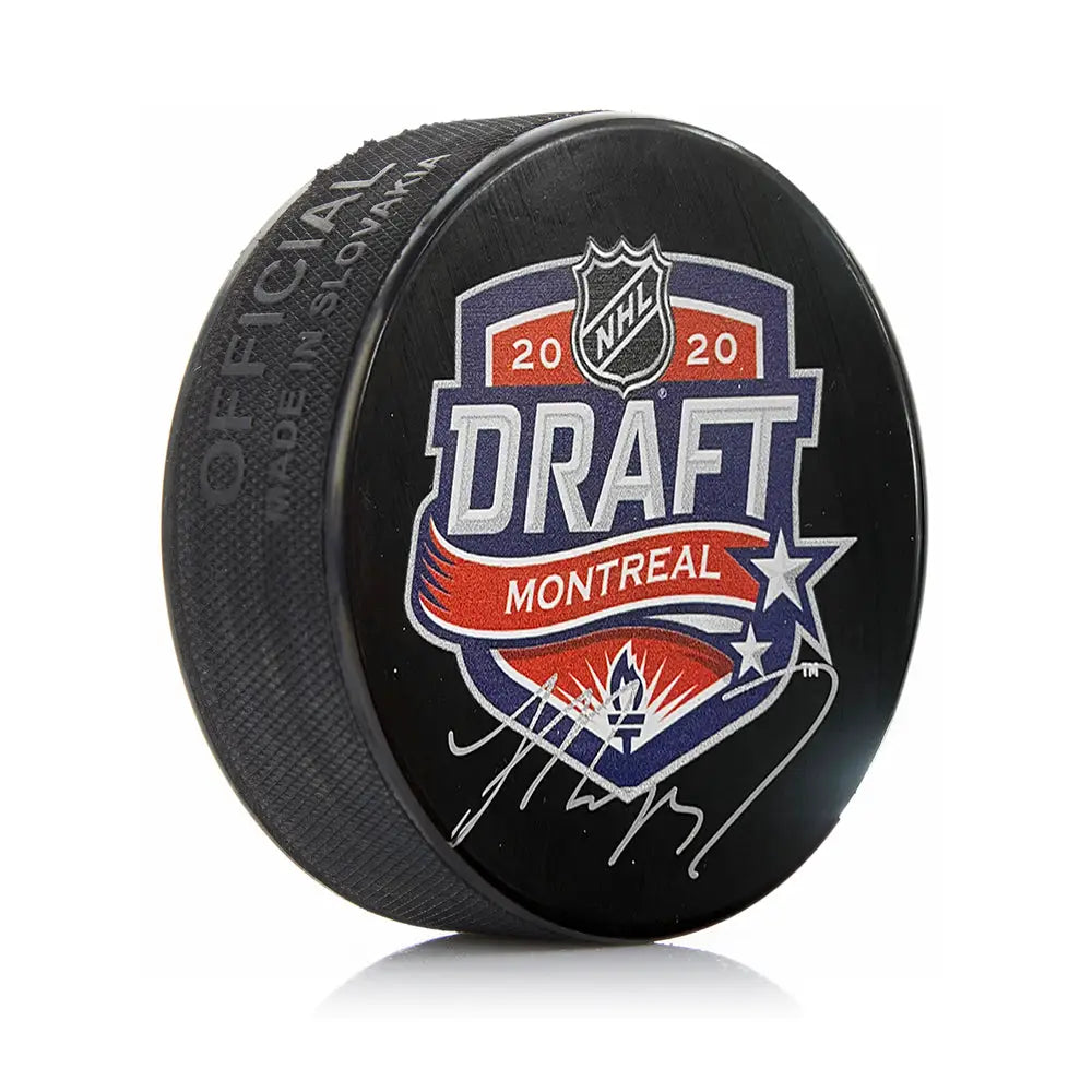 Jamie Drysdale Autographed Philadelphia Flyers 2020 Draft Hockey Logo Puck - Hockey Memorabilia