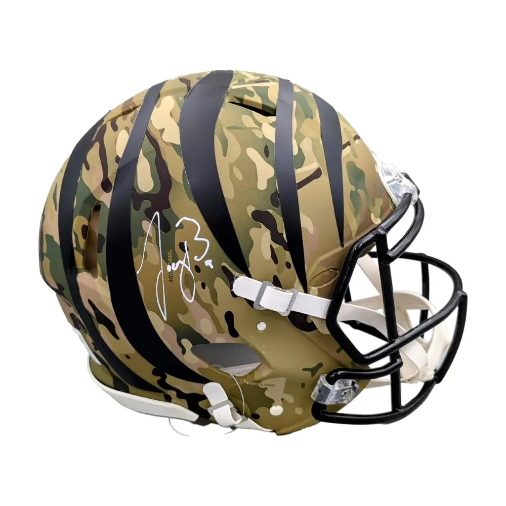 Joe Burrow Autographed Camo Full Size Authentic Helmet - FAN - Football Memorabilia