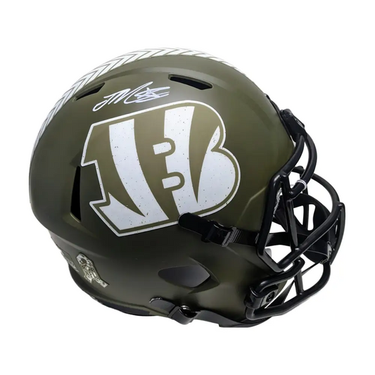 Joe Mixon Autographed Cincinnati Bengals Salute to Service Full Size Football Helmet - BAS Beckett Authentication