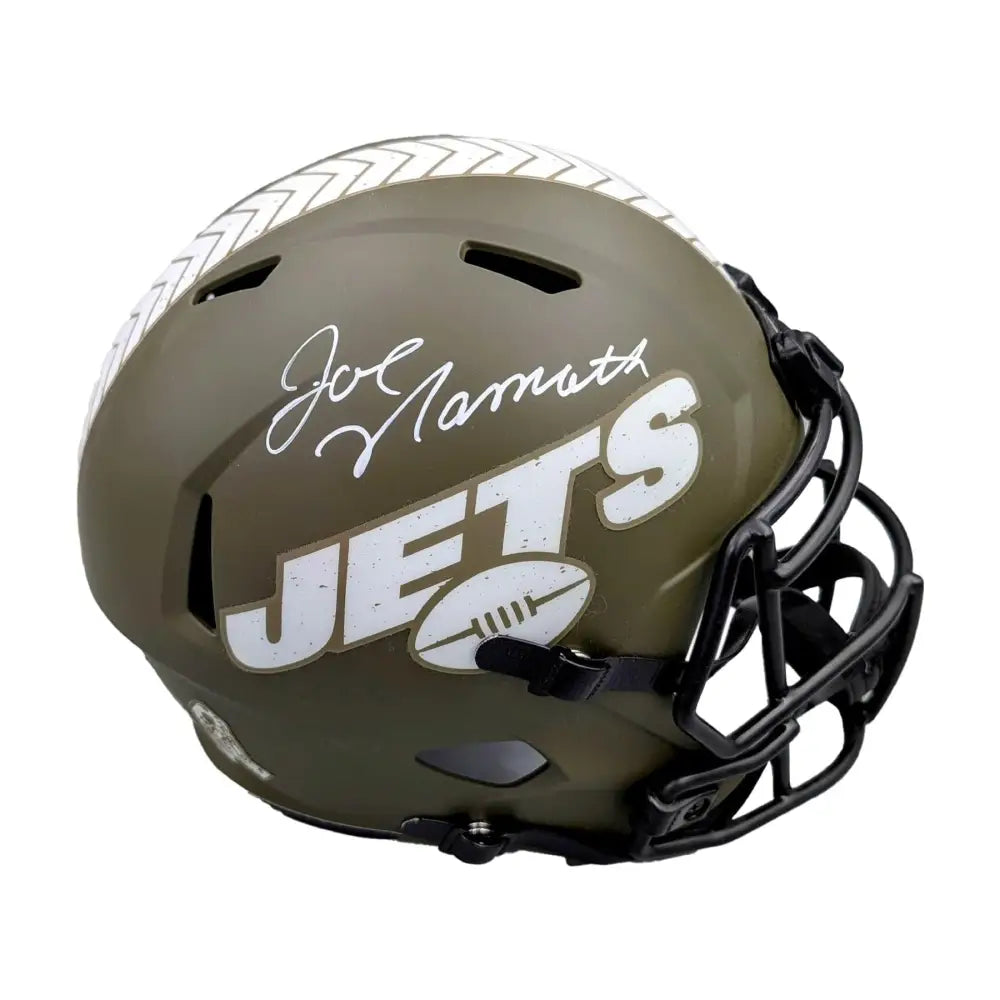 Joe Namath Autographed Full Size Salute To Service Replica Helmet - Football Memorabilia