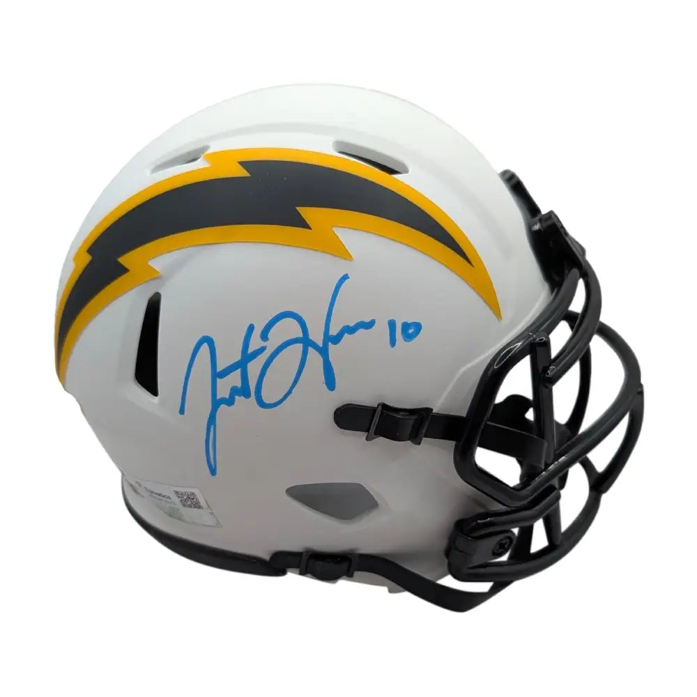 Justin Herbert Autographed Chargers Lunar Mini Helmet - FAN - Football Memorabilia