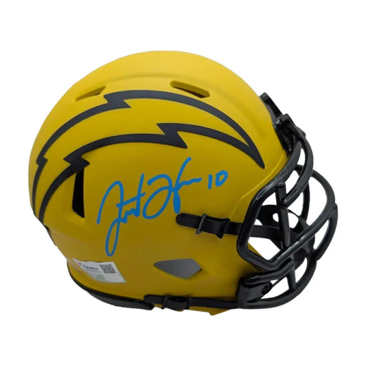 Justin Herbert Autographed Chargers Rave Mini Helmet - FAN - Football Memorabilia