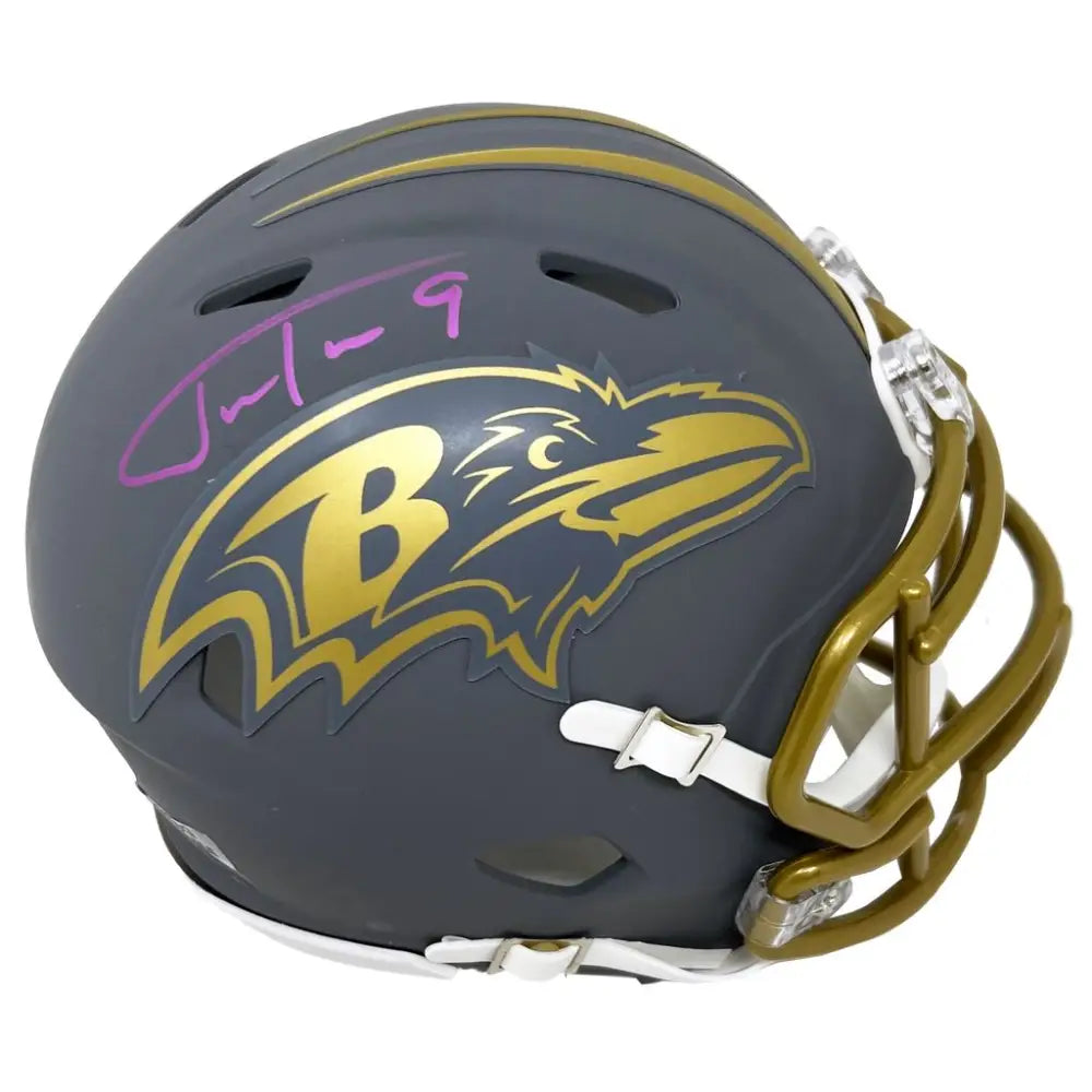 Justin Tucker Hand Signed Baltimore Ravens Slate Mini Helmet - JSA - Football Memorabilia