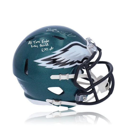 LeSean McCoy Philadelphia Eagles Autographed Football Helmet with Eagles Rushing Record Inscription - Football