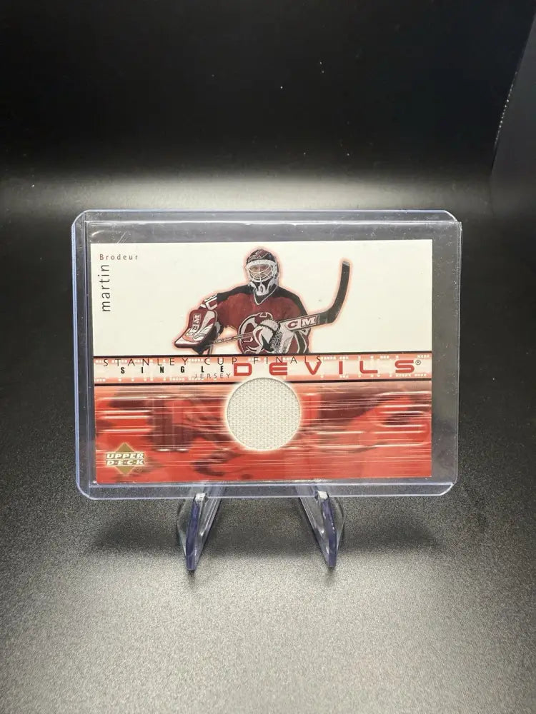 Martin Brodeur 2002 Upper Deck Stanley Cup Finals Game-Used Jersey Card Devils