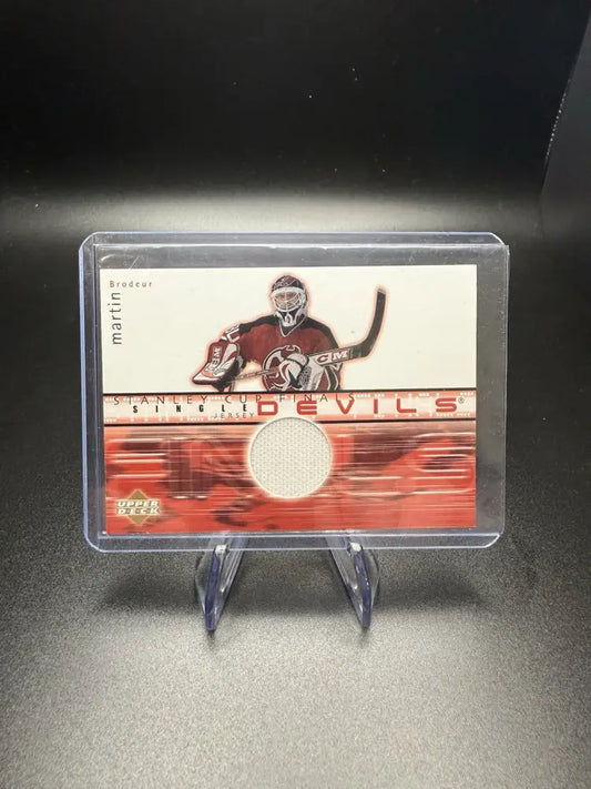 Martin Brodeur 2002 Upper Deck Stanley Cup Finals Game-Used Jersey Card Devils